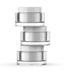 Blank frosted cosmetic jar with lid, isolated on a clean background. Perfect for showcasing skincare, beauty cream, moisturizer, lotion, or cosmetic product branding template. 3D render illustration.