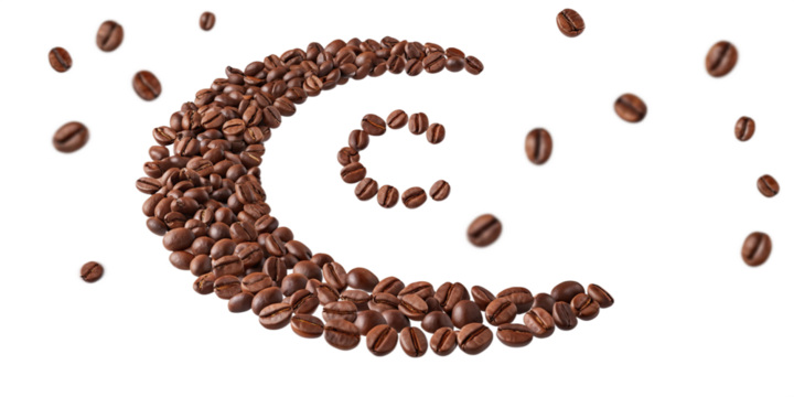 Elegant Swirl of Roasted Coffee Beans in Mid-Air on Transparent Background
Floating Curved Cascade of Coffee Beans for Coffee-Themed Designs