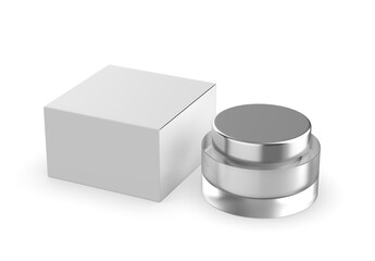 Blank frosted cosmetic jar with lid, isolated on a clean background. Perfect for showcasing skincare, beauty cream, moisturizer, lotion, or cosmetic product branding template. 3D render illustration.