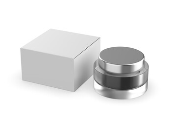 Blank frosted cosmetic jar with lid, isolated on a clean background. Perfect for showcasing skincare, beauty cream, moisturizer, lotion, or cosmetic product branding template. 3D render illustration.