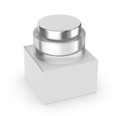 Blank frosted cosmetic jar with lid, isolated on a clean background. Perfect for showcasing skincare, beauty cream, moisturizer, lotion, or cosmetic product branding template. 3D render illustration.