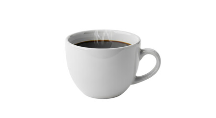Obraz premium White Ceramic Coffee Mug with Hot Steaming Black Coffee Isolated on Clean White Background