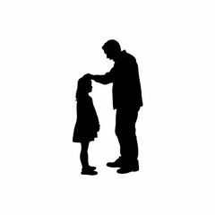 Silhouette of a father comforting his crying daughter