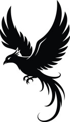 Majestic silhouette phoenix bird soaring gracefully symbolizing rebirth and power vector