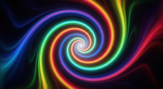 Vibrant Spectrum Swirl: A mesmerizing luminous multicolored light fractal