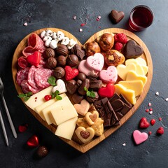 Heart-shaped platter of assorted treats