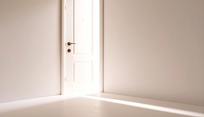 White Door Ajar in Bright Room