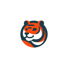 Cartoon Tiger Mascot Logo Design with Round Shape