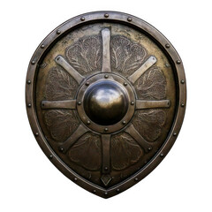 Naklejka premium old medieval metal shield isolated on white or transparent 