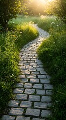 Sunlit Stone Path: A Journey's Dawn
