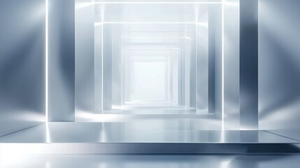 Fototapeta premium Modern light gray hallway