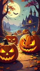 Halloween spooky pumpkin path