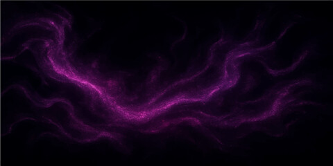 Purple smoke flowing on black abstract background with smooth textures and light patterns