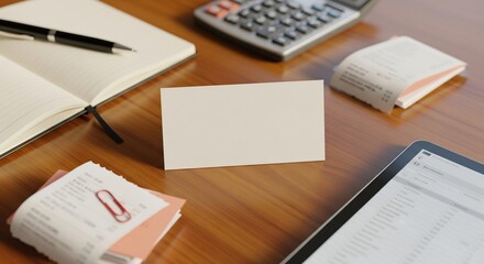 Obraz premium Blank Business Card tax time in meeting table soft natural