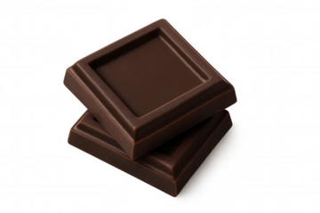 Two delicious dark chocolate chunks stacked on a transparent background, perfect for food and dessert-related projects