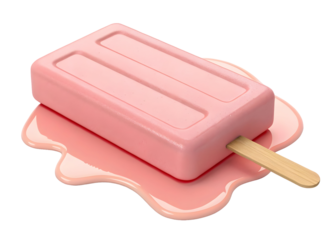Pink popsicle melting into liquid on black background ice pop frozen treat