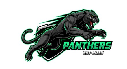 Fototapeta premium Furious Panther Mascot Logo Displaying a Dynamic Sporting Team Aesthetic