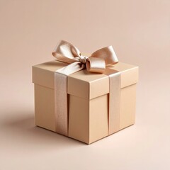Elegant Gift Box with Ribbon on Soft Pink Background for Celebrations