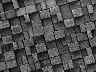 Abstract black and gray textured pattern of cubes