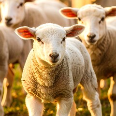 Obraz premium Lambs in golden light