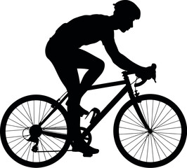 Obraz premium Black silhouette of cyclist on road bike cycling