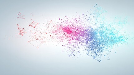 conceptual. Abstract data visualization as a colorful particle cloud, representing modern tech concepts. product launch decks.