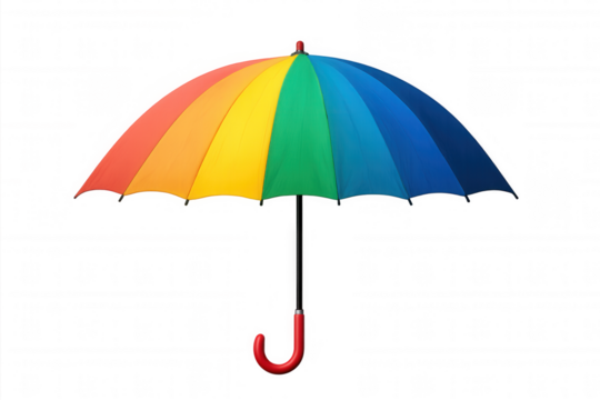 Rainbow umbrella spreading wide, isolated on transparent surface for versatile graphic design application