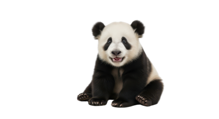 Cute panda bear cub smiling isolated PNG with Transparent Background