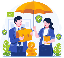 Insurance illustration pack in modern flat style. Includes health, car, home, travel, life, and financial protection concepts. Perfect for websites, apps, presentations, infographics, and corporate pr