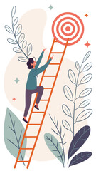 Achieving Goals Through Perseverance and Determination, Climbing the Ladder to Success and Reaching Targets