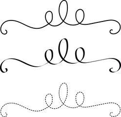 Elegant decorative swirl line designs, Decorative ornaments line and dash, Vector illustration, hand drawn decorative lines