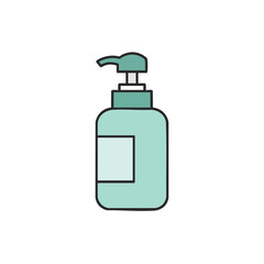 A minimalist teal pump bottle illustration with a clean design, ideal for representing various hygiene, cosmetic, or personal care products in modern digital projects.