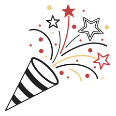 Obraz premium Party Popper Exploding with Stars and Confetti.