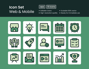Corporate Web and Mobile Icon Set for Business