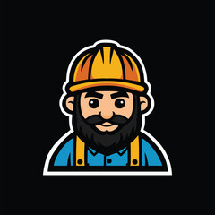 Cartoon builder logo vector design art illustration
