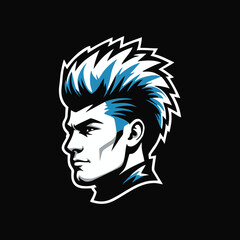 Mohawk man logo vector design art illustration