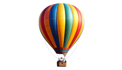Obraz premium A vibrant hot air balloon floats against a clear sky, ready for a fun adventure on white background