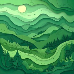 Obraz premium Layered green landscape