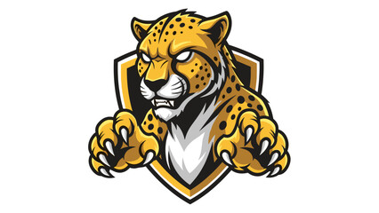 Aggressive Cheetah Mascot Logo Illustration with Fierce Stance and Sharp Claws