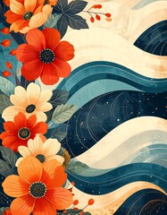 Floral waves in autumnal tones