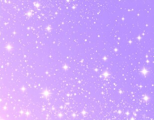 Obraz premium Fantasy Lilac Background of Sparkling Stars Shimmering with Bokeh Effect