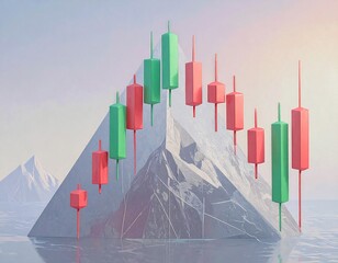 Abstract financial chart on a pyramid-shaped iceberg