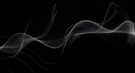 Abstract Smoke Wisps Flowing on Black Background.