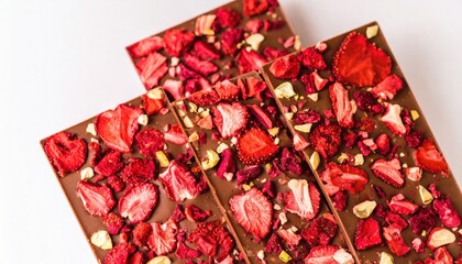 Gourmet Chocolate Bar with Dried Strawberry and Nut Toppings