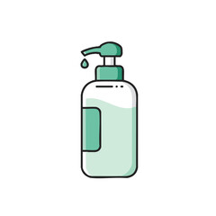 Fototapeta premium A clean, minimalist illustration of a pump dispenser bottle with a drop of liquid soap or sanitizer, emphasizing hygiene and personal care.