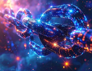 Glowing Blue And Orange Chain Link Abstract Background