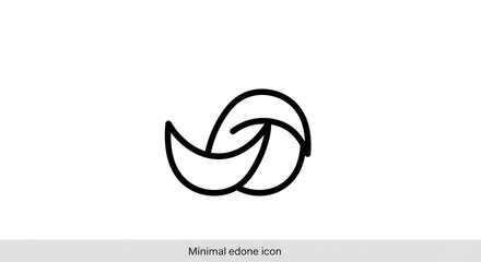 A minimalist black and white line art icon featuring abstract swirling shapes that suggest movement or a stylized flower.