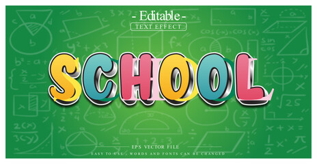 Colourful school text, editable text effect.