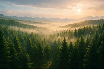 Obraz premium morning in the mountains