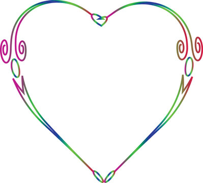 heart shaape with rainbow colour than love